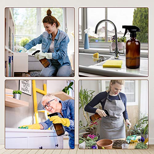 Worldgsb Glass Spray Bottles, 16oz*2+4oz*2+2oz*4 Refillable Containers, Empty Boston Round Bottles with Adjustable Nozzle for Cleaning, Gardening, Aromatherapy, Pets, Plant, Hair -Amber - color: Amber