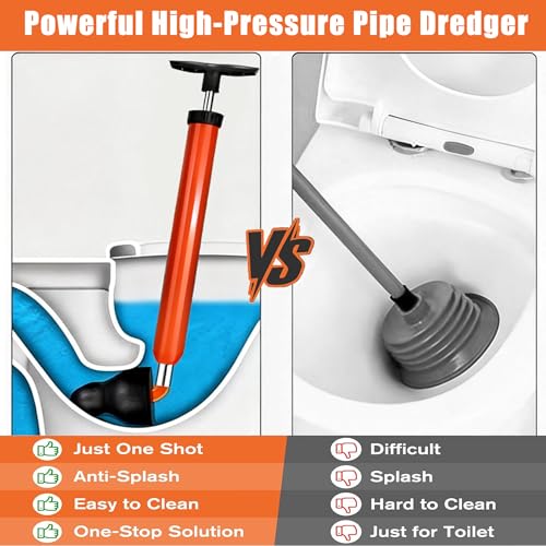Upgraded Toilet Plunger,High Pressure Toilet Plunger,Powerful Air Drain Unclogger,Toilet Brush and Plunger Set,All Purpose Toilet unclogging Tool for Bathroom(Plunger Upgrade) - color: Plunger Upgrade