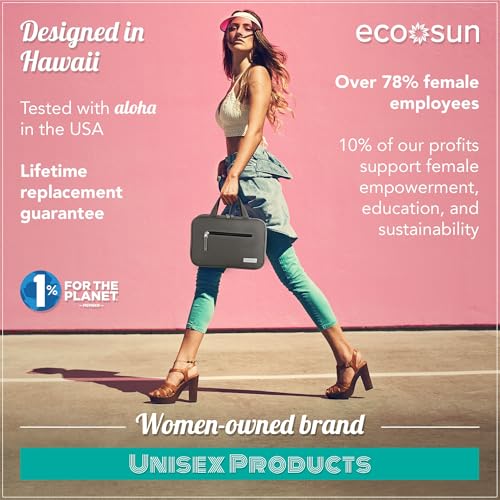 Eco Sun Hanging Travel Toiletry Bag — Designed in Hawaii — Water-resistant Travel Organizer for Bathroom Accessories (Grey) - color: Grey