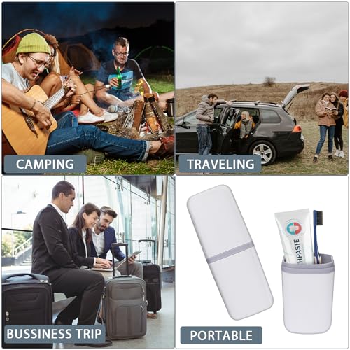 COMNICO Travel Toothbrush Cup Case Portable PP Seal Tooth Brush Holders Cover Multi-Function Toothpaste Storage Container Cup for Home School Camping Business Trip Bathroom(White) - color: White