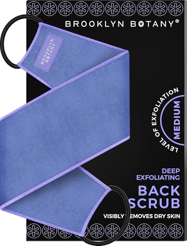 Brooklyn Botany Exfoliating Back Scrubber for Shower and Bath with Handles – Heavy Duty Exfoliating Body Scrubber for Massage and Dead Skin Remover for Body – 32.5” x 5” - style: 1 Back Srubber