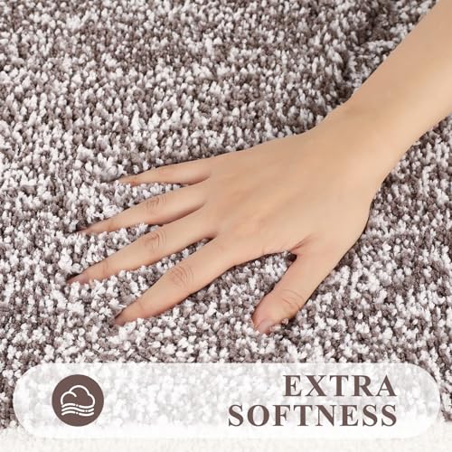 Pauwer 3 Piece Plush Bath Mat Set, Non Slip Shaggy Bathroom Mats with U-Shaped Contour Toilet Mat for Bedroom Living Room - color: Coffee, size: 18"x26"+18"x48"+U Shape 20"x24"