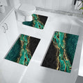 Black and Gold Green Bathroom Rugs,Emerald Green Marble Hunter Dark Green Bath Rug Set 3 Piece,Abstract Modern Rubber Quick Dry Super Absorbent Bath Mat - color: Green Gold Marble