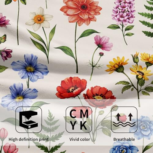 Floral Leaf Hand Towels of Bathroom Absorbent 14.4x28.3 Inch Set of 2 | Colorful Wildflower，Polyester Cotton，Soft，Breathable，for Spring Summer Holiday Kitchen Hotel Swimming Gym Spa Decor - color: Spring Colorful
