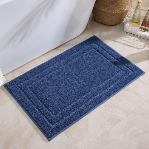 Bathroom Rugs Sets 2 Piece, Extra Soft and Absorbent, Non Slip Thick Bath Mats, Machine Washable Bath Mat Set for Bathroom (20" x 32" Plus 16" x 24", Navy Blue) - color: Navy Blue