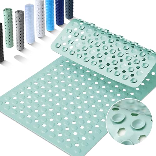 Yimobra Bathtub Mat Non Slip, 34.5"X15.5" Long Shower Mat for Inside Shower, Machine Washable Bath Mat with Drain Holes & Strong Suction Cups, Soft on Feet, Bathroom Essentials, Light Green - color: Light Green, size: 34.5 X 15.5 Inch