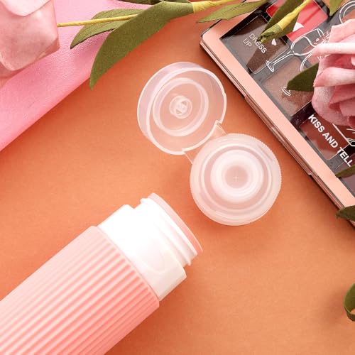 Mrsdry Travel Bottles for Toiletries, Tsa Approved 3oz Portable Travel Bottles, BPA Free Leak Proof Squeezable Silicone Travel Size Containers, Travel Accessories with Clear Toiletry Bag (4 Pack) - color: Rose Pink, size: 3 Ounces