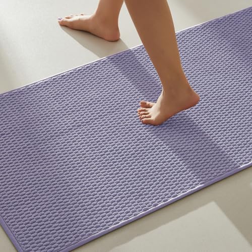 TYUU Bathroom Rugs Non Slip Washable, Super Absorbent Thin Bath Mat Quick Dry Low Pile Bathroom Rug, Lavender 20"x48" - color: Lavender, size: 1'8" X 4' (Rectangular)