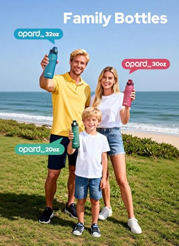 Opard Zip 20oz Plastic Water Bottle Dishwasher Safe, Leakproof Flip-Top Lid, BPA Free Tritan, Wide Mouth Reusable Kids Water Bottle for School Hiking Commuting Outdoor Travel and Gym - color: Sunset Blue Pink, style: 20 oz - Fast Flow