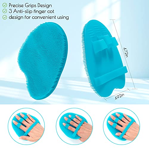 2 Pack Soft Silicone Shower Brush, Bath Exfoliating Skin Massage Scrubber | Body & Face & Short Hair Wash, Dry Skin Brushing Glove Loofah, Fit for Sensitive and All Kinds of Skin (Blue+Gray) - color: 1 Pars_blue+gray