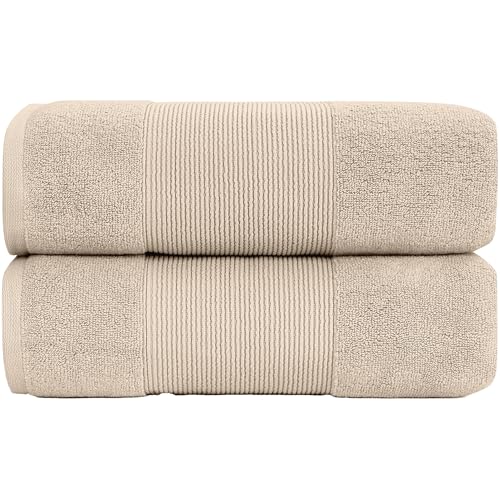 Modern Threads - Air Cloud 2-Pack 100% Zero-Twist Cotton Bath Sheet Set - Super Absorbent & Quick Dry - 500 GSM - Soft & Plush, Sand - color: Sand, size: 2-Pack Bath Sheet