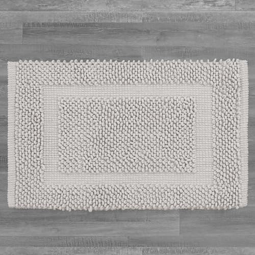 Jean Pierre New York 100% Chenille Cotton Skid Resistant Plush Bath Mat - 27"x45" Bathroom Rug - Soft Gray - color: Soft Gray, size: 2'3" x 3'9" (Rectangular)