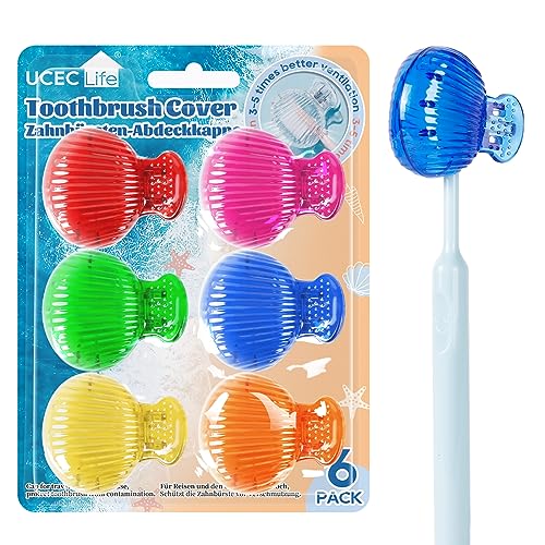 UCEC Travel Toothbrush Head Covers, Toothbrush Cover Caps Case | Tooth Brush Head Case Plastic Clip, for Household Travel, Fit for Electronic and Manual Toothbrushes, 6 Packs - color: Style 2