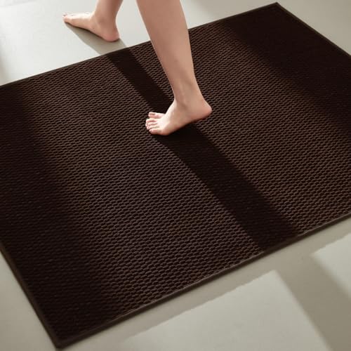 TYUU Large Bathroom Rugs Non Slip Washable Bath Rugs Super Absorbent Bathroom Rug Thin Quick Dry Low Pile Bath Mats, Brown 36"x60" - color: Brown01, size: 3' X 5' (Rectangular)
