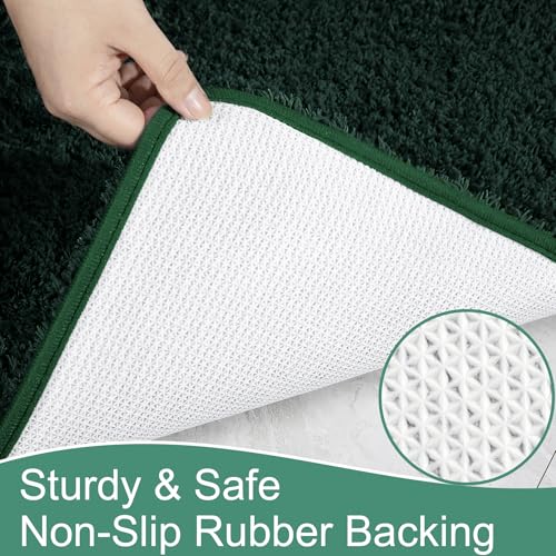 AROGAN Luxury Long Bathroom Runner Rug, 24x17 Inch Thick Soft and Absorbent Non Slip Bath Mat, Rubber Backing Quick Dry Rugs Carpets, Machine Washable Plush Mats for Shower Floor, Deep Green - color: Deep Green, size: 1'5" X 2' (24" X 17")