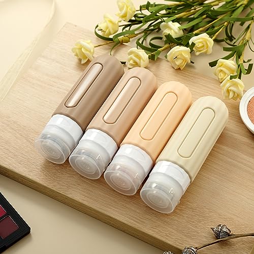 Mrsdry 16 Pack Travel Bottles Set for Toiletries, Leakproof Travel Containers for Toiletries TSA Approved Silicone Travel Accessories Squeezable Refillable 3oz for Shampoo Conditioner Lotion - color: Cream