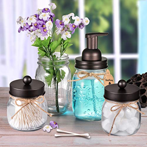SheeChung 2 Pack Mason Jar Foaming Soap Dispenser Lids for Standard Mouth, Foaming Soap Dispenser Pump Replacement for Hand Sanitizer, Bath Liquid, Facial Cleansing Foam, Makeup Remover Water - Bronze - color: Bronze