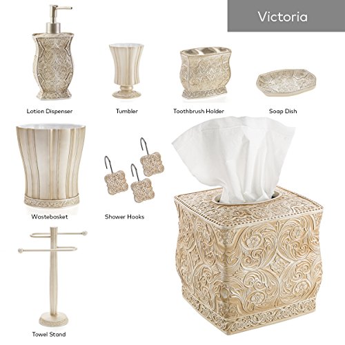 Creative Scents Victoria Bar Soap Dish for Bathroom, Beige Bar Soap Holder | Durable Resin Design - Sink/ Bath/ Shower/ Bathtub Decor - style: Soap Dish