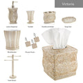 Creative Scents Victoria Beige Square Tissue Box Cover with Bottom Slider | Tissue Holder For Bathroom - Decorative Tissue Box Holder, Boho Bathroom Decor - style: Square Tissue Box