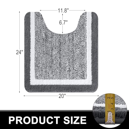 OLANLY Bathroom Rugs Sets 3 Piece, Soft Absorbent Microfiber Bath Mats and U-Shaped Contour Toilet Rug, Home Decor Accessories, Non-Slip, Bath Mat Set for Bathroom (47"x20"+24"x16"+24"x20", Dark Grey) - color: Dark Grey and White, size: 47" X 20" + 24" X