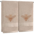 SmoothNovelty 2 Pcs Bee Hand Towels Brown Bathroom Decor 14x29 Inch Embroidered 100% Cotton Soft Absorbent Spring Summer Decorative Hand Towels for Bathroom Kitchen - style: Bee