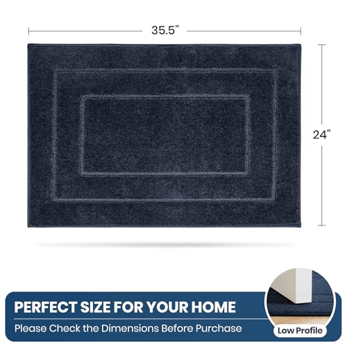 PURRUGS Machine Washable Kitchen Rug 24" x 35.5", Non-Slip/Skid Kitchen Runner Rugs & Floor Mats, Super Absorbent Soft Standing Mats for Kitchen, Sink & Laundry, Navy Blue - color: Navy Blue, size: 24" X 35.5"