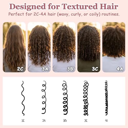 SALONSILK Curl Defining Hair Brush Set, Pink Styling Curly Brush, 9 Row Styling Brush, 3 Row Comb with 2PCS Hair Clips for Women