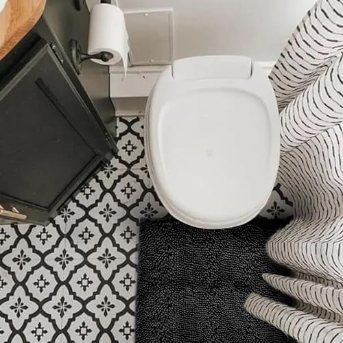 Non-Slip Bath Rug,Extra Soft Microfiber Bedroom Shag Carpet with Anti-Slip Backing,Water/Dust Absorbent Fast Dry Shower Mat,Sound Insulated Stairs Pad,Machine Washable (Black,12 x 16 Inches) - color: Black, size: 1'4" x 1' (Rectangular)