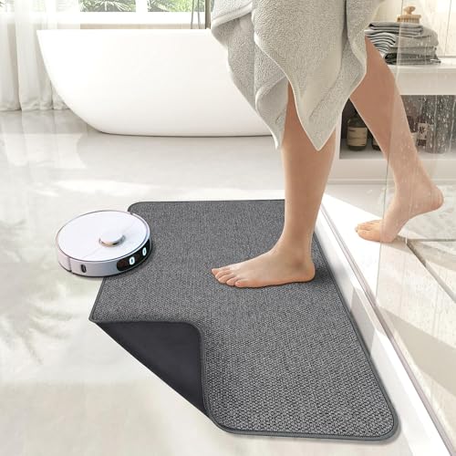Bath Mat,Ultra Thin Bathroom Rugs,Rubber Bath Mats for Bathroom,No Slip Bath Rugs,Quick Dry,Machine Washable,Low Pile,Absorbent,Shower Outside,Sink,Home Decor Accessories.Dark Grey,1'5"x2'3"(2 Pack) - color: Dark Grey, size: 1'5" X 2'3" (2 Pack)
