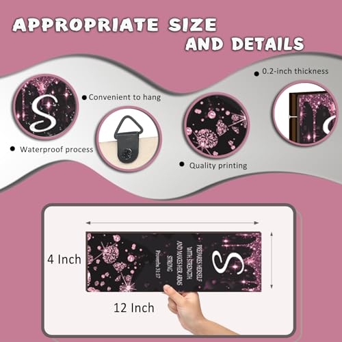 3 Pcs Pink Silver Wall Decor Diamond Bedroom Decor For Women With Religious Black And Pink Bathroom Accessories Office Sign for Home Kitchen Office Wall Decoration 12x4 Inches - color: Pink