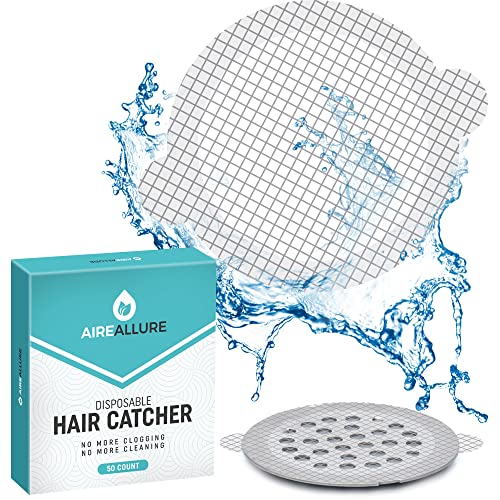 50 Pack Disposable Shower Drain Hair Catcher Mesh Stickers - Peel & Stick Drain Strainers to Prevent Clogs, Strong Waterproof Adhesive, Mess-Free Disposable Drain Covers for Shower & Bathtub - size: 3.5" Round - 50