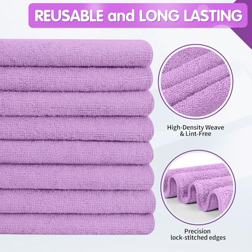 20 Pack Purple Microfiber Cleaning Cloth, Lint-Free Car Wash Towels, All-Purpose Absorbent Cleaning Rags for Housekeeping, Dust Cloth for Office, Mechanic, Automotive - color: Purple