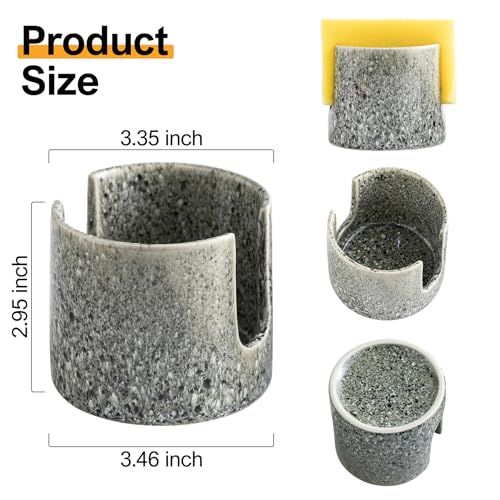 Zoeeker Kitchen Sponge Holder, Ceramic Dish Sponge Holder Scrubby Daddy Farmhouse Dish Rack Brush Holder for Bathroom, Kitchen, Sink, Special Gray - color: Special Gray, size: Cylindrical