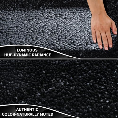 Yimobra Long Bathroom Rugs Runner 55x24 Inch, Extra Thick Soft Absorbent Chenille Bath Mat, Non Slip Machine Washable, Quick Dry Bath Rugs for Bathroom Floor, Tub and Shower, Black - color: Black, size: 55" X 24"