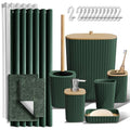 Clara Clark Bathroom Accessories Set - Bathroom Set, Bathroom Sets with Shower Curtain and Rugs, Shower Curtain Set with Bathroom Trash Can - Green - 22PC - color: Hunter Green, size: Complete Set + Bath Rugs