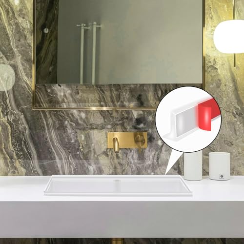 39 Inch Shower Threshold Water Dam, Silicone Barrier Shower Door Bottom Seal Strip, Self Adhesive Waterproof Barrier, for Kitchen Countertop Sink, Cooktop, Bathroom（Semitransparent） - color: Semitransparent, style: 39 in