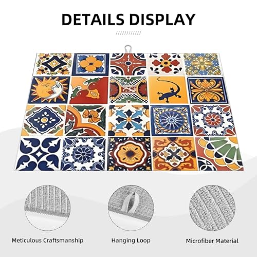 2Pcs Dish Drying Mats Faucet Mats Sets Large Size Coffee Mats Sink Faucet Mat Splash Guard for Kitchen Counter Bathroom Sink Coffee Bar Kitchen Decor (Retro Boho, 18"x24" 15" x 5.5"Set) - color: Retro Boho