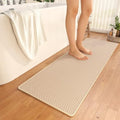 YDKGL Bathroom Runner Non Slip, Extra Soft Absorbent Quick Dry Bath Mats, Foam Weave Texture Thin Bath Rugs Washable with Rubber Backing, 24" x 70“ - color: Brown, size: 24"x 70"