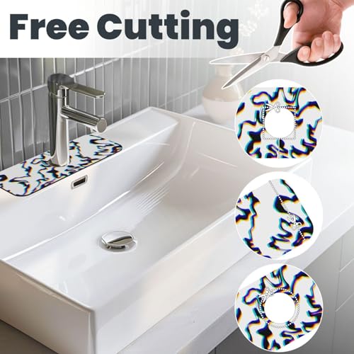 Faucet Draining Mat For Kitchen Sink, Black Line Phantom Diatom Mud Absorbent Drain Pad For Bathroom Kitchen Sink Splash Guard Drying Mat - color: Black Line Phantom