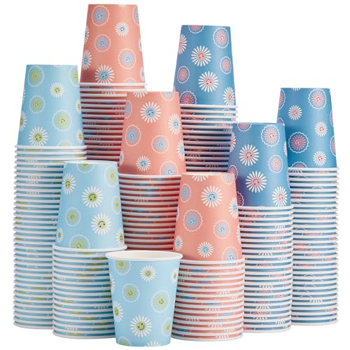 SIUQ 300 Pack Paper Cups 8 oz, Disposable Coffee Cups, Paper Coffee Cups 8 oz, Colourful Hot/Cold Beverage Drinking Cup for Water Juice or Tea, Office Party Home Travel - Daisy - color: Daisy 8oz-300 pack