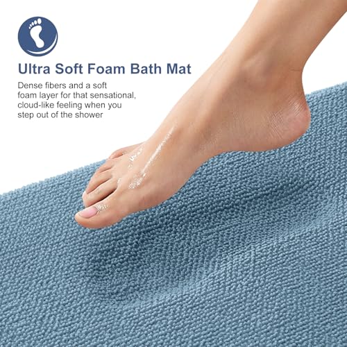 OLANLY Bathroom Rugs Sets 2 Piece, Soft Absorbent Memory Foam Bath Rug Set, Non-Slip, Quick Dry, Machine Washable Bath Mats for Bathroom, Home Decor Accessories (30"x20"+24"x16", Airy Blue) - color: Airy Blue, size: 30" X 20" + 24" X 16"