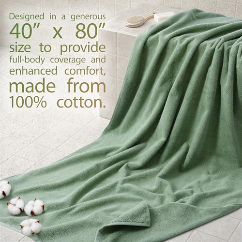 Cotton Paradise 100% Cotton Turkish Towel, Soft Absorbent Quick Dry, 40x80 Oversized Bath Sheet Towel, Sage Green - color: Sage Green, size: 1 PC 40x80"