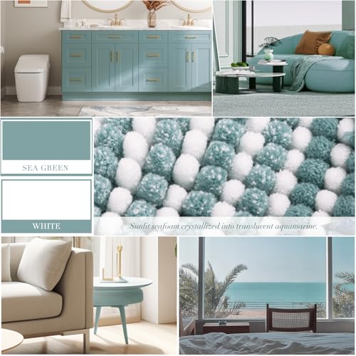 BSICPRO Bathroom Rugs and Mats Sets, 2 Piece Thick Absorbent Chenille Non Slip, Soft Shaggy Floor Mats, Machine Washable (Sea Green, 20" x 47" Plus 16" x 24") - color: Sea Green, size: 20" x 47" Plus 16" x 24"