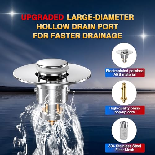 Bathroom Sink Drain Strainer, Pop Up Sink Drain Filter with Removable Stainless Steel Filter Basket Hair Catcher, Bathroom Sink Drain Stopper, for Us Bathroom Sink Stopper Replacement (2pcs) - color: 2pcs
