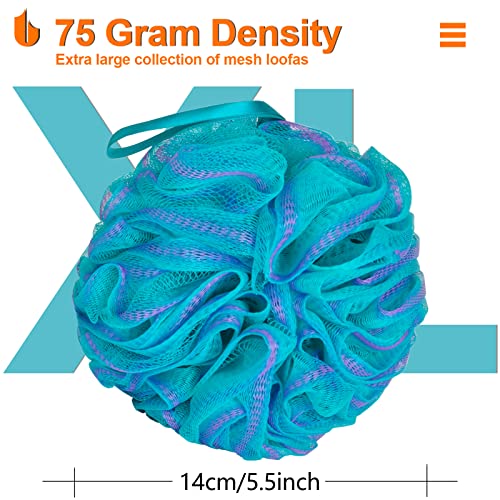 Urbanstrive Shower Bath Sponge XL 75g Soft Shower Loofahs Balls for Body Wash Men Women Bathroom Accessories, 1 Pack, Black (Green-Purple) - color: Green-purple