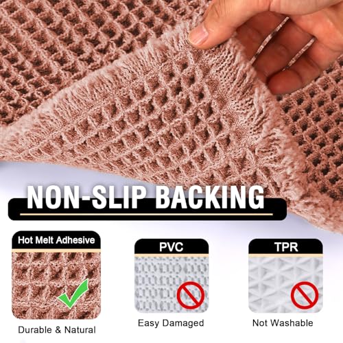 H.VERSAILTEX Upgraded Waffle Bath Mat Super Absorbent Bathroom Mats Non Slip Bath Rugs for Bathroom Floor Machine Washable Dry Fast Bathroom Rugs for Beside Tub, 20" x 32", Soft Pink - color: Soft Pink, size: 20" x 32"