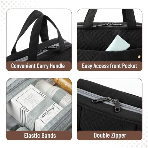 Ms. Pen- Travel Toiletry Bag Organizers, Black | Makeup Travel Bag for Toiletries with Hanging Hook, Water-Resistant