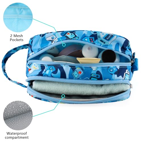 Kids Toiletry Bag for Boys, Travel Toiletry Bag for Little Young Boys Waterproof Hanging Wash Bag Toddler Traveling Toiletries, Games Camo Blue - color: Games Camo Blue