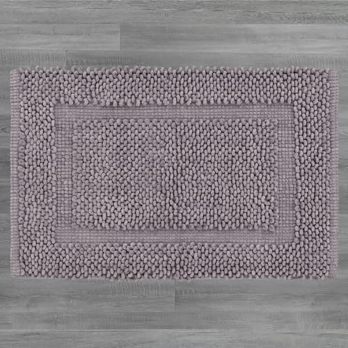 Jean Pierre New York 100% Chenille Cotton Skid Resistant Plush Bath Mat - 17"x24" Bathroom Rug - Charcoal Grey - color: Charcoal Grey, size: 1'5" x 2' (Rectangular)