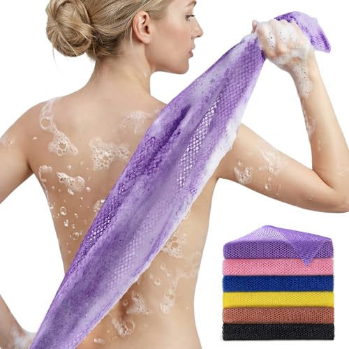 African Bath Sponge African Net Long Net Bath Sponge Exfoliating Shower Body Scrubber Back Scrubber Skin Smoother,Great for Daily Use,6 Colors - color: Black,blue,coffee,purple,yellow,pink